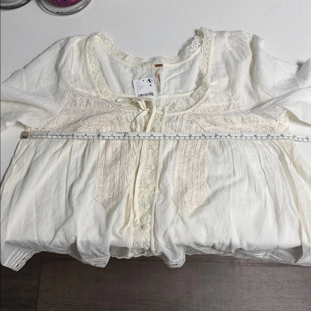 Free People Forevermore Long-sleeve Lace Detail Blouse NWOT - Picture 16 of 16
